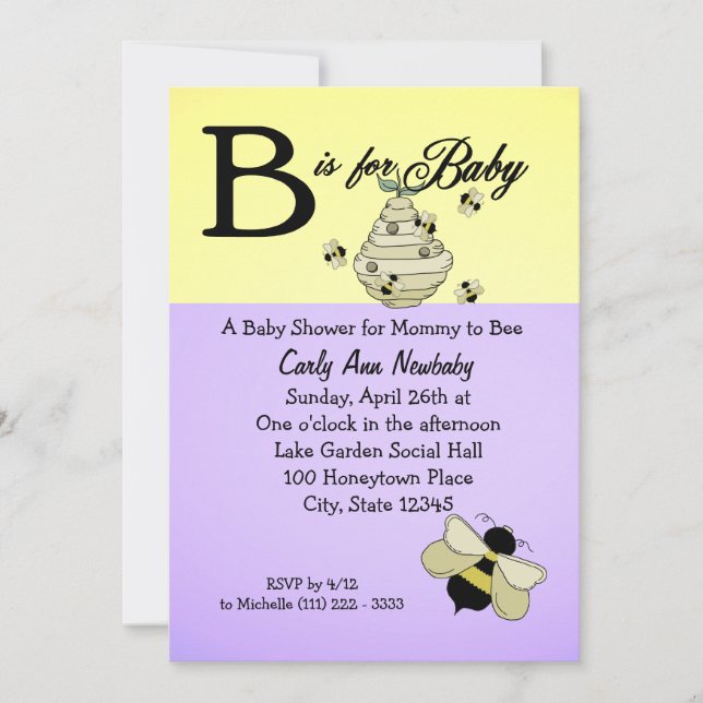 Bee is for Baby Shower Invitation (Front)