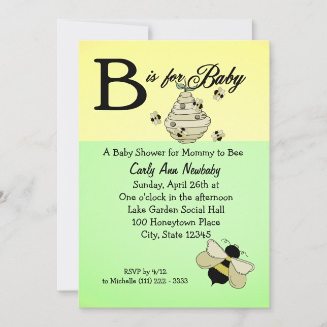 Bee is for Baby Shower Invitation (Front)