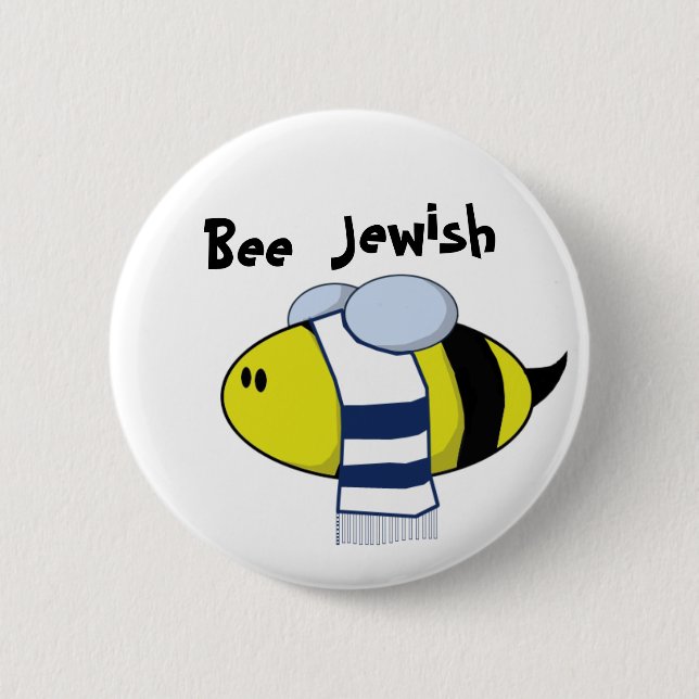 "Bee Jewish" 2 Inch Round Button (Front)