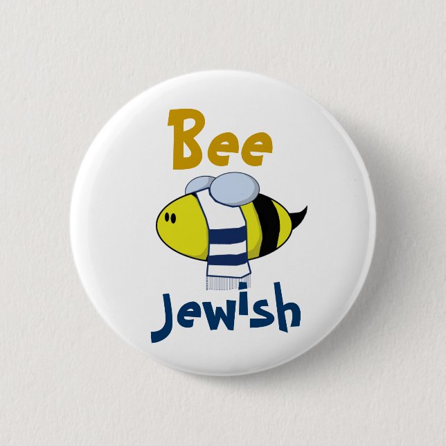 "Bee Jewish" 2 Inch Round Button (Front)