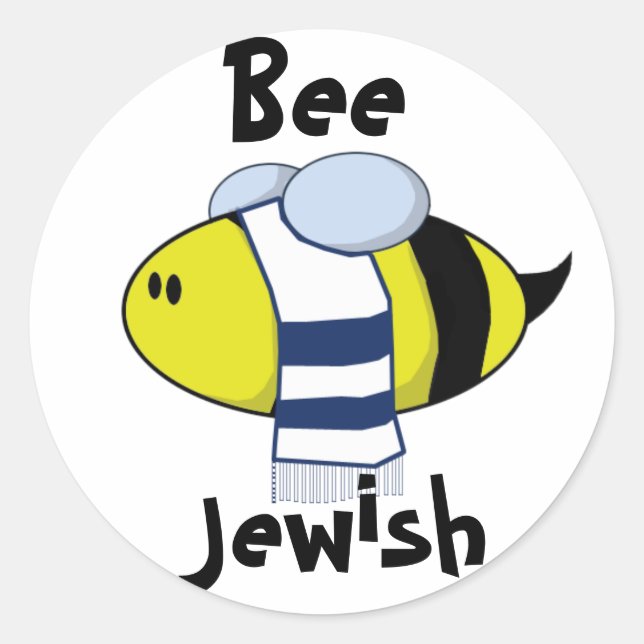 "Bee Jewish" Classic Round Sticker (Front)
