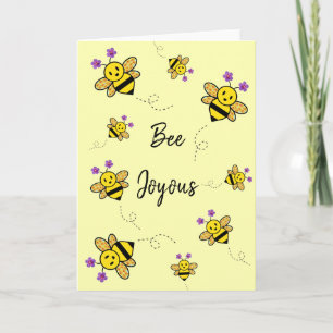 Bee Joyous Whimsical Floral Carte de voeux pliée