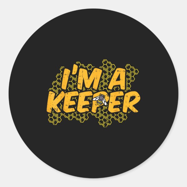 Bee-keeper Funny Beekeeng Pun Humor Honey Aarist G Classic Round Sticker (Front)