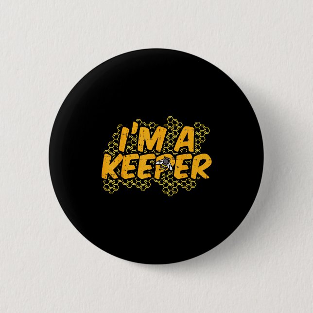 Bee-keeper Funny Beekeeng Pun Humour Honey Aarist  2 Inch Round Button (Front)
