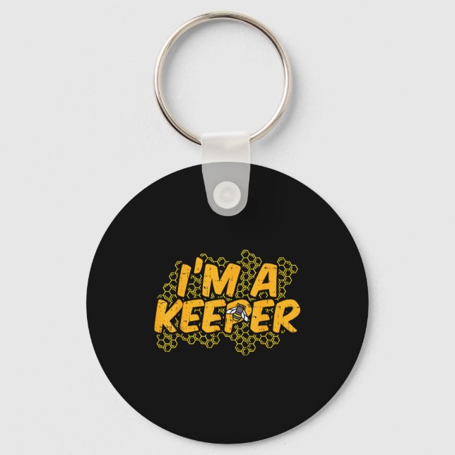 Bee-keeper Funny Beekeeng Pun Humour Honey Aarist  Keychain (Front)