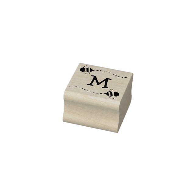 Bee Kid's Cute Beehive Monogram Initial Rubber Stamp (Stamp)
