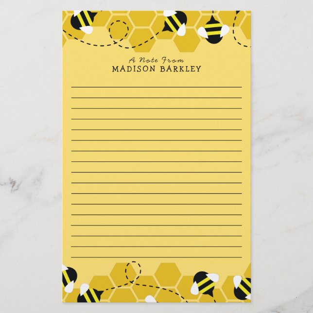 Bee Kid's Cute Beehive Stationery (Front)
