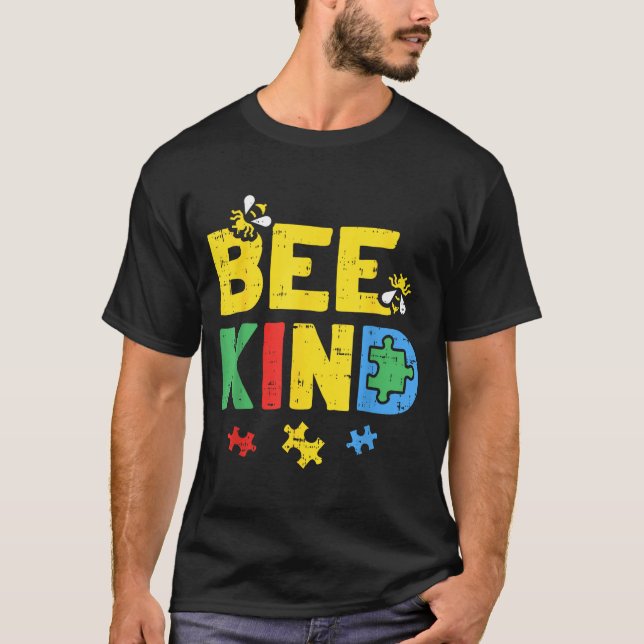 Bee Kind Autism Awareness Shirt Puzzle Autistic  (Front)