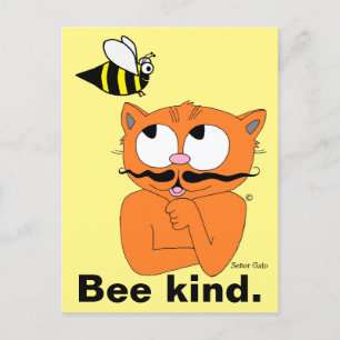 Bee kind - be kind Cartoon Cat Señor Gato postcard