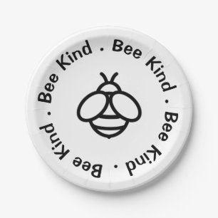 Bee Kind, be kind honey bee design Paper Plate