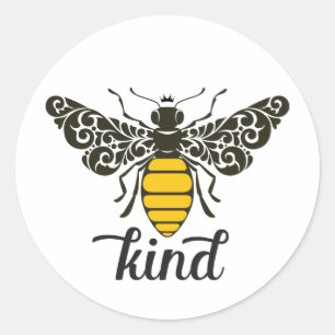 Bee Kind Be Kind Ornate Bee Classic Round Sticker