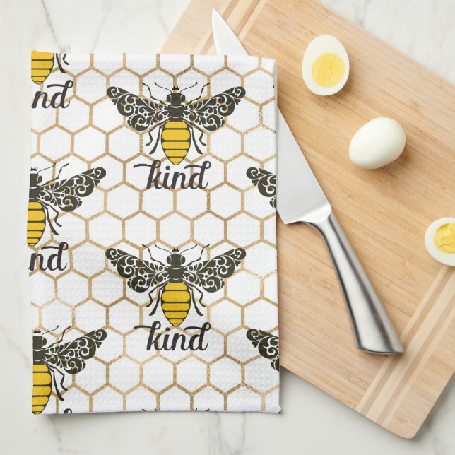 Bee Kind | Be Kind | Ornate Bee  Kitchen Towel (Quarter Fold)