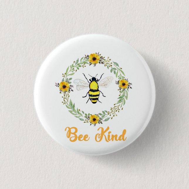Bee Kind Bee badge 1 Inch Round Button (Front)