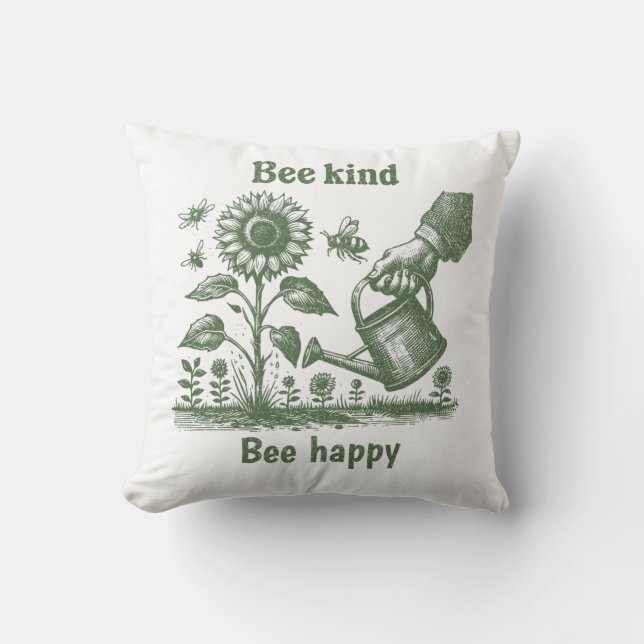 Bee Kind Bee Bee  Happy  Sunflower Caregiver gift Throw Pillow (Front)
