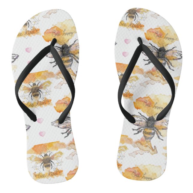 Bee Kind - Bee Happy Flip Flops (Footbed)