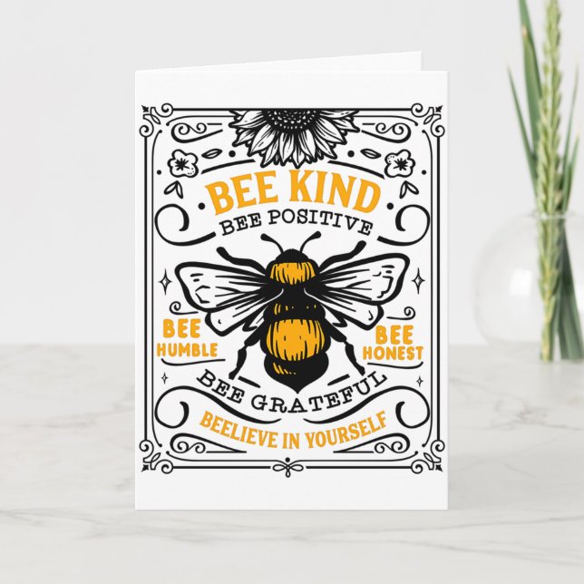 Bee Kind Bee Positive T Shirt  Card (Front)