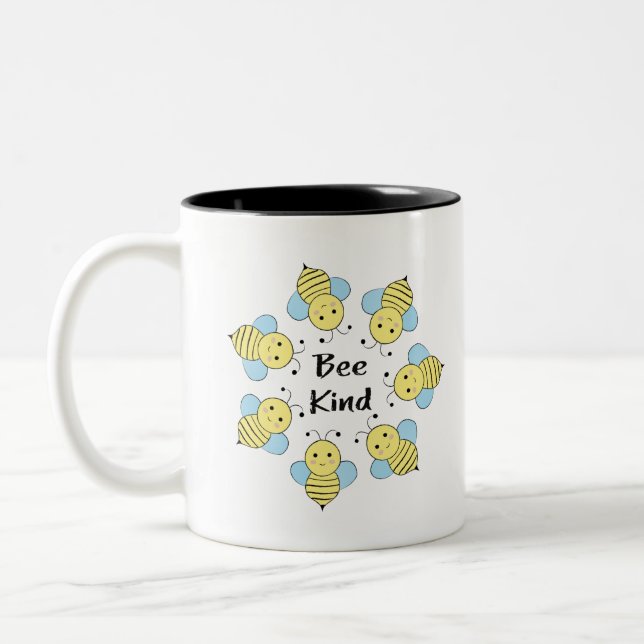 Bee Kind Bees Two-Tone Coffee Mug (Left)