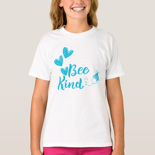 Bee Kind" Blue Hearts Tee (Front)