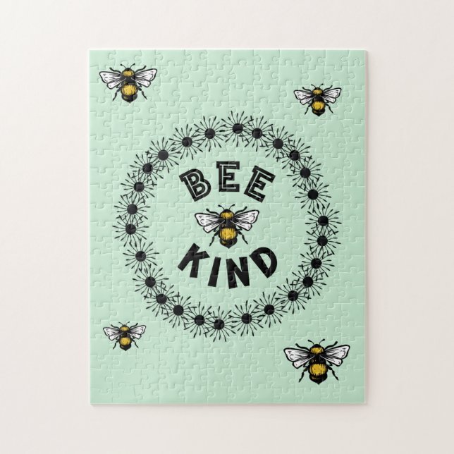 Bee Kind Bumble Bee Kindness Floral Design Jigsaw Puzzle (Vertical)