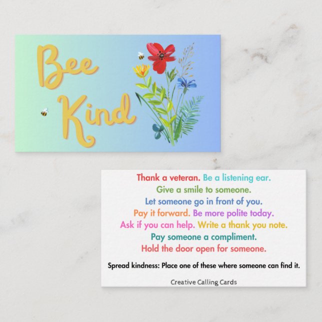 Bee Kind Calling Card (Front/Back)