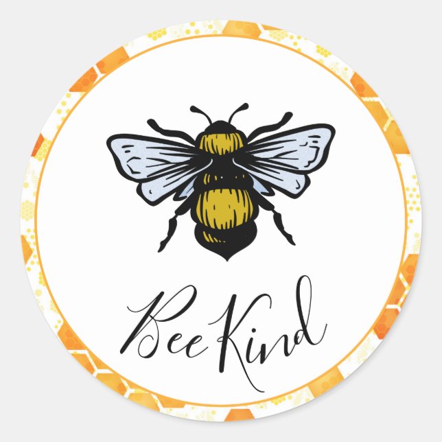 Bee Kind Classic Round Sticker (Front)