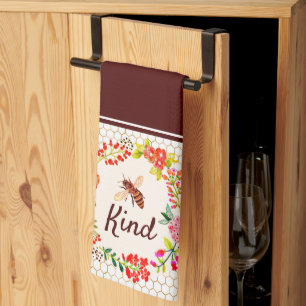 Bee kind floral kitchen towel