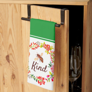 Bee kind floral kitchen towel
