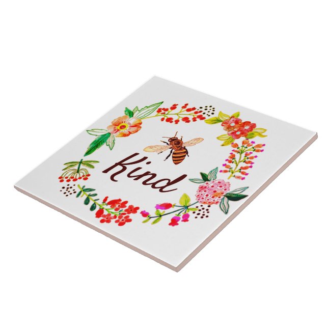 Bee kind floral   tile (Side)
