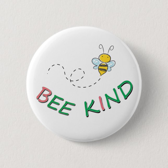 Bee Kind Funny Motivational Positive Quote Artwork 2 Inch Round Button (Front)