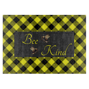 "Bee Kind" Gingham Cutting Board