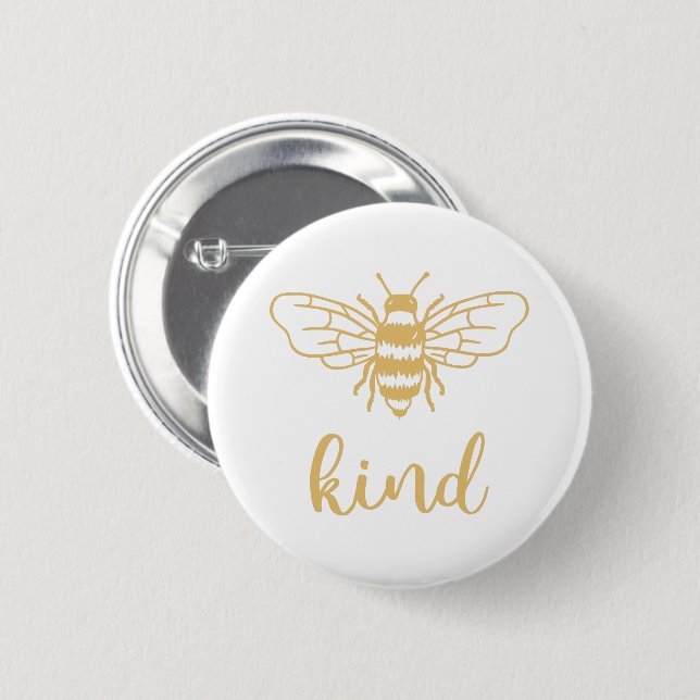 Bee Kind Gold 2 Inch Round Button (Front & Back)