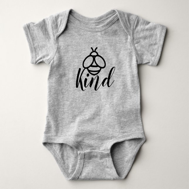 Bee kind graphic simple minimalist bumblebee  baby bodysuit (Front)