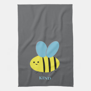 Bee Kind Grey Blue Kitchen Towel
