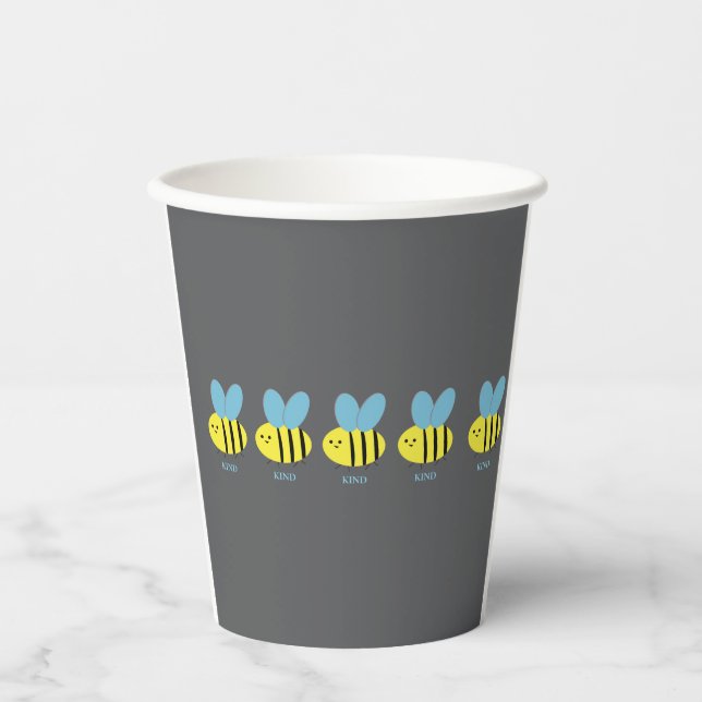Bee Kind Grey Paper Cups (Front)