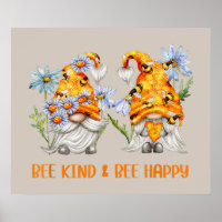 bee kind happy gnome word art