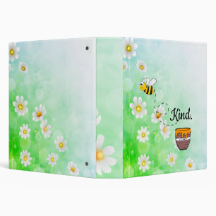 Bee kind honey floral green insect cartoon text binder