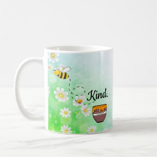 Bee kind honey floral green insect cartoon text coffee mug