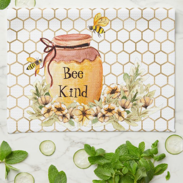 Bee kind honey pot  kitchen towel (Folded)