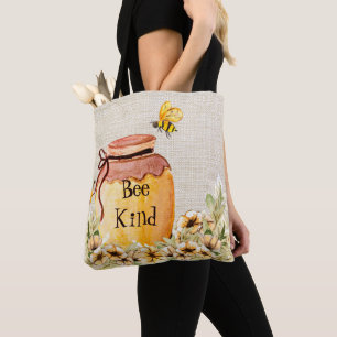 Bee kind honey pot tote bag