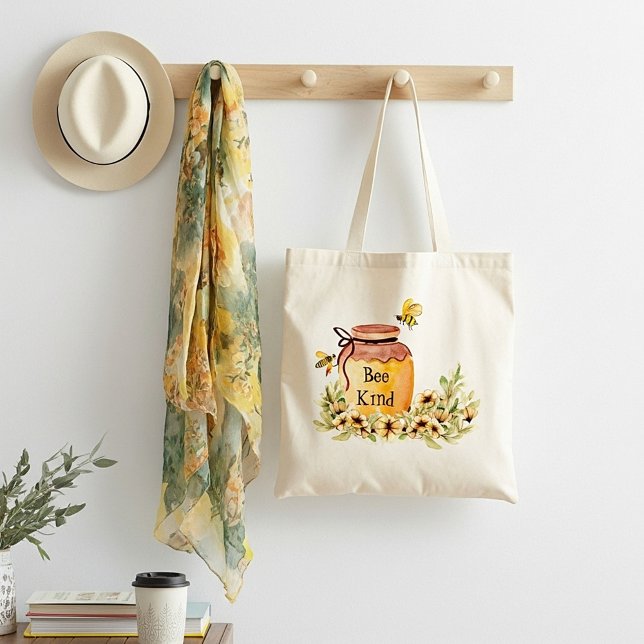 Bee kind honey pot  tote bag (Creator Uploaded)