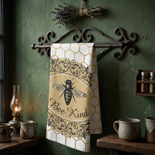 Bee kind honeycomb kitchen towel
