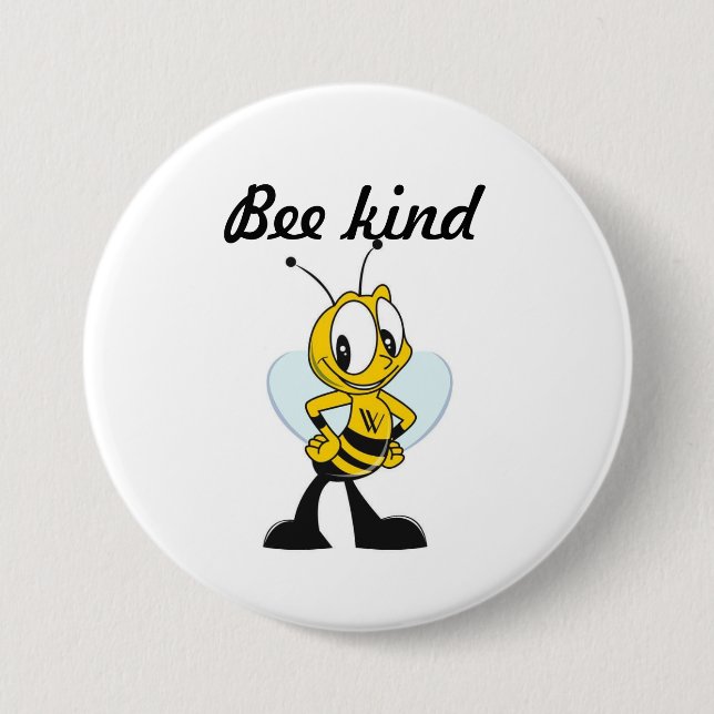 Bee kind keychain 3 inch round button (Front)