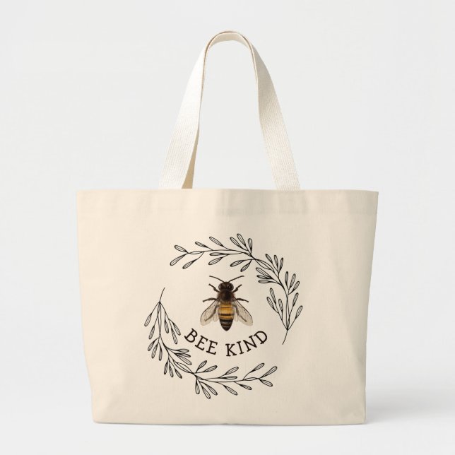 bee kind large tote bag (Front)
