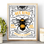 Bee Kind Positive Humble Inspirational Quote Poster<br><div class="desc">Brighten your space with this charming bee-themed inspirational poster, featuring uplifting quotes like "Bee Kind, " "Bee Positive, " and "Bee Humble." With a playful yet motivational design, this poster is perfect for adding positivity to any room, office, or classroom. The adorable bee illustration and bold typography make it a...</div>