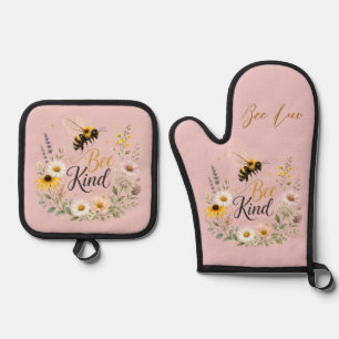 Bee Kind Pot Holder & Oven Mitt Set