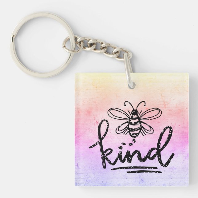 Bee Kind Rainbow Ombre Keychain (Front)