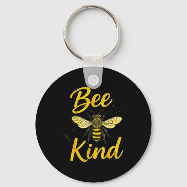 Bee Kind Sitive Quote Cute Funny Design For Kids  Keychain (Front)
