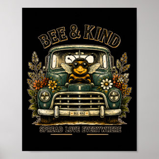 Bee Kind Spread Love Everywhere | Cute Bee Vintage Poster