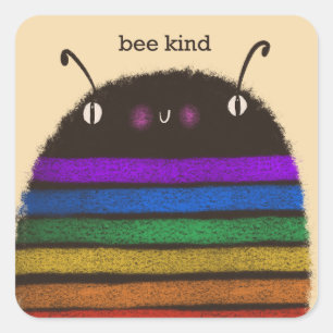 Bee kind square sticker