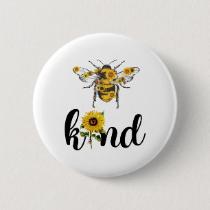 Bee Kind Sunflower 2 Inch Round Button